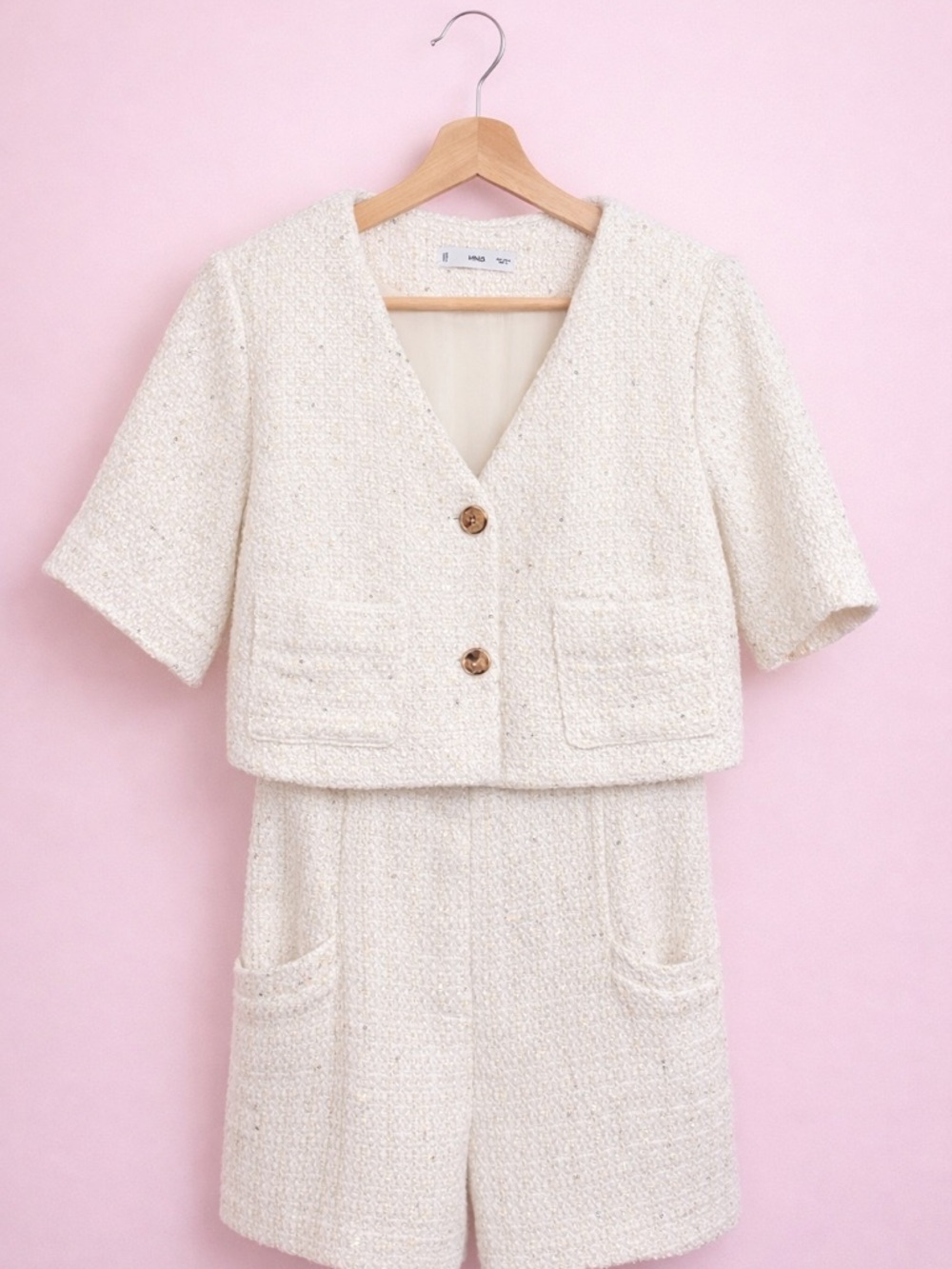 Mango Cream Tweed Mini Dress Set